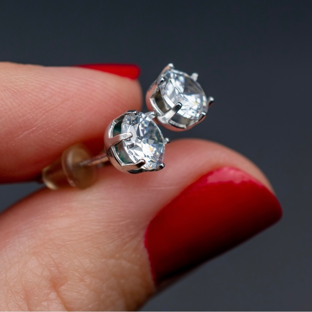 Super Shiny Cz Studs, Basic Casual Stud Earrings,… - image 5